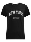 [AT DELHI] DKNY  Woman Black Rhinestone Stud Logo T-shirt image 2