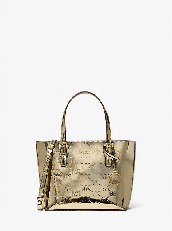 [AT DELHI] Michael Kors Jet Set Extra-Small Metallic Logo Debossed Convertible Tote Bag - Pale Gold image 3