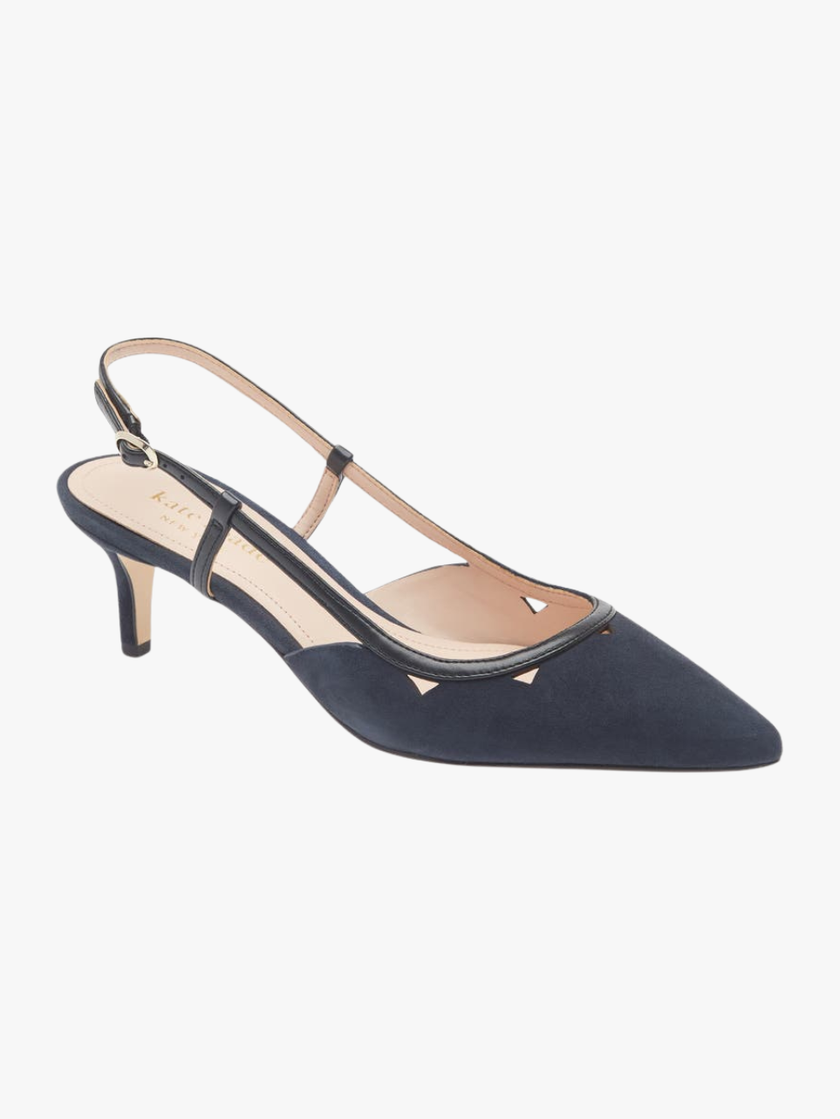 KATE SPADE Veyda Slingback Kitten Heel Pump (Women) - Blazer Blue/Black image 0