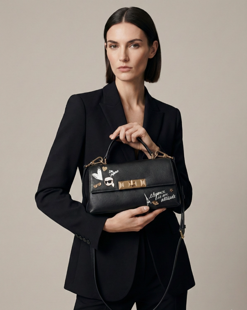 [AT DELHI] KARL LAGERFELD Nicolette Crossbody With Cate Pins - Black image 0