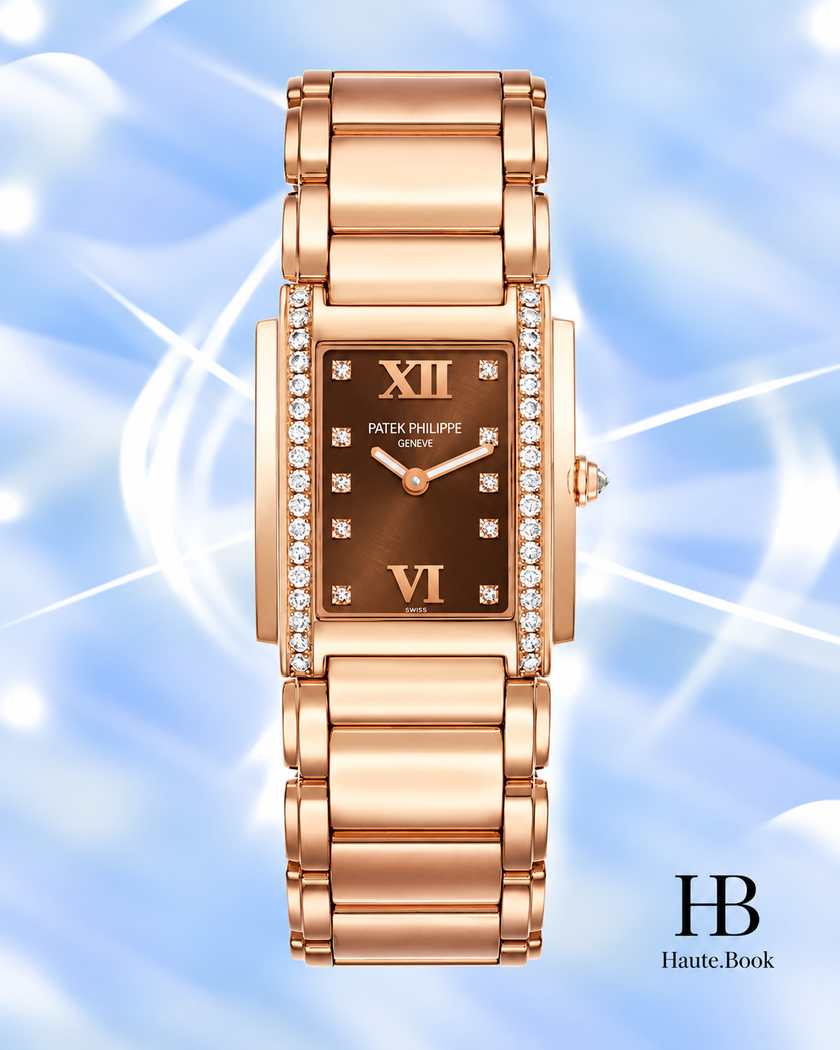 Patek Philippe Twenty~4 Rose Gold Diamond Chocolate Dial 4910R 25 × 30 mm