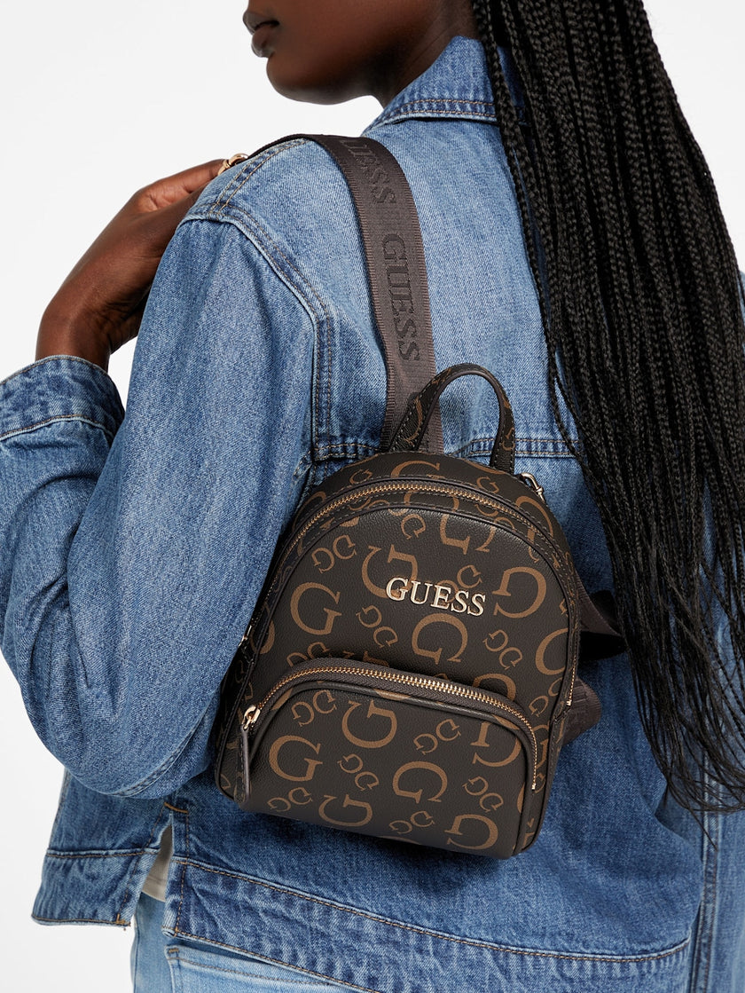 Guess Eldoria Enlarged Logo Mini Backpack - Brown image 1