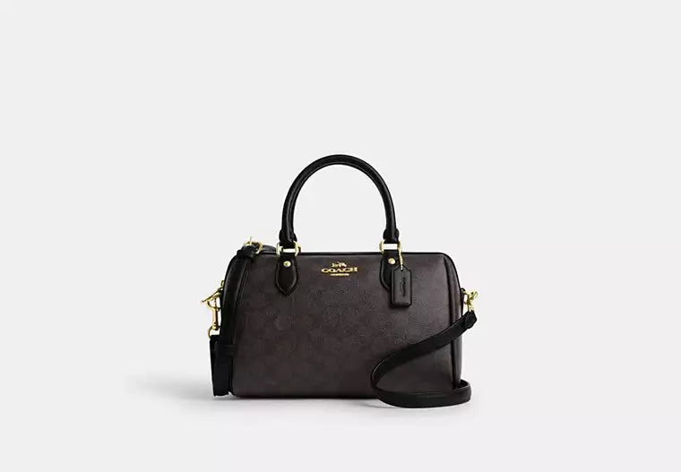 COACH Rowan Satchel Bag In Signature Canvas -  Gold/Walnut/Black (Arriving In Delhi) image 0