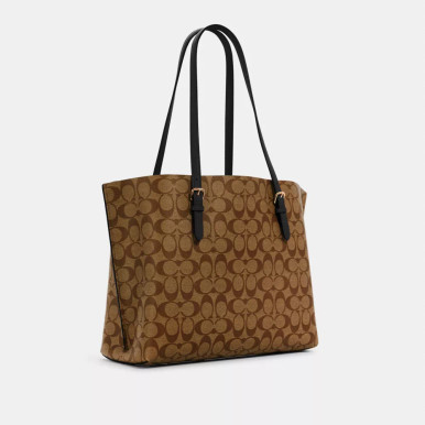 COACH Mollie Tote Bag In Signature Canvas - Gold/Khaki/Black image 1