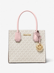 [ARRIVING] MICHAEL KORS Mercer Medium Logo and Leather Accordion Crossbody Bag - Pwd Blsh image 0