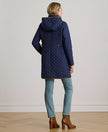[AT DELHI] LAUREN RALPH LAUREN Womens Hooded Quilted Faux-Suede-Trim Coat - Summer Navy image 2