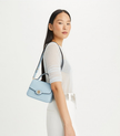 TORY BURCH Small Robinson Spazzolato Top-handle Bag -  Pale Blue image 0