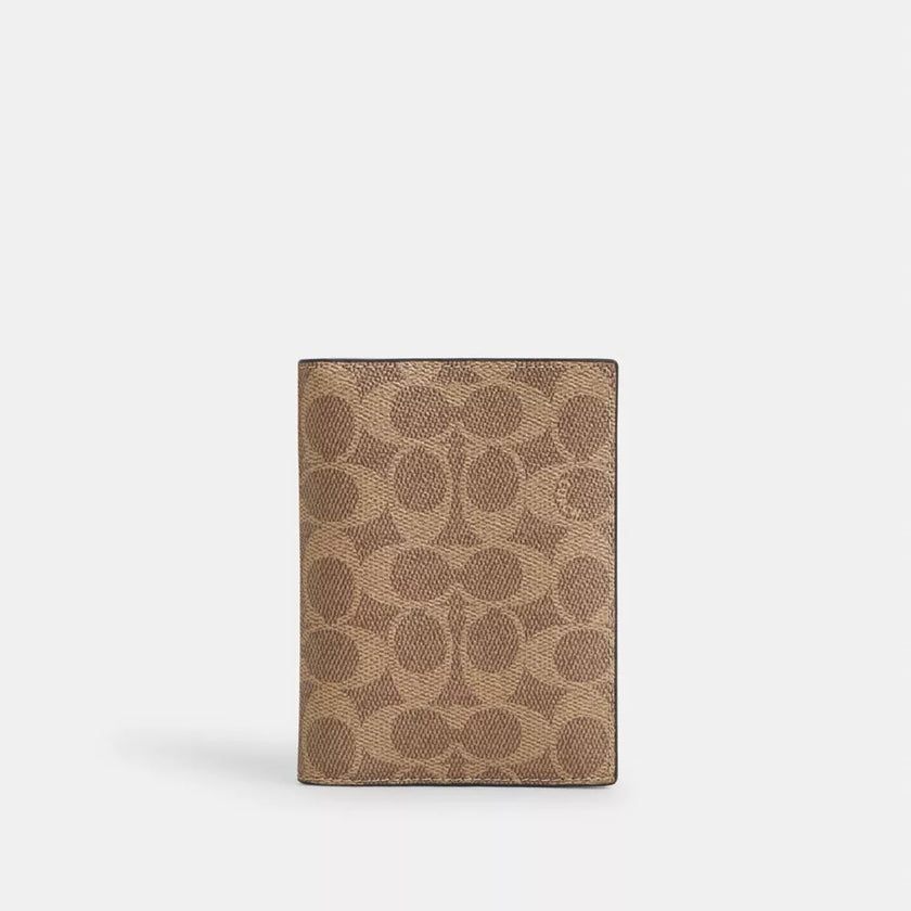 COACH Passport Card Case In Signature Canvas - Gunmetal/Tan/Black image 0