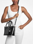 [AT DELHI] MICHAEL KORS Jet Set Extra-Small Patent Logo Debossed Convertible Tote Bag - Black image 1