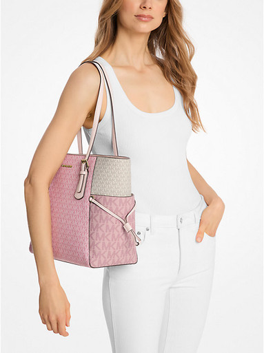 MICHAEL KORS  Voyager Large Color-Block Signature Logo Tote Bag - Pwd Blsh Mlt image 1