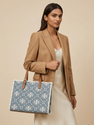 [ARRIVING] TORY BURCH Small T Monogram Denim Tote Bag image 0