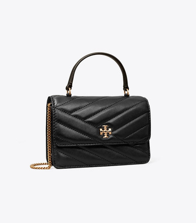 TORY BURCH Mini Kira Chevron Top Handle Chain Wallet - Black image 2