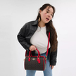 COACH Rowan Satchel Bag In Signature Canvas - Walnut/Bold Red image 1