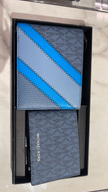 MICHAEL KORS Cooper Logo And Faux Leather Billfold Wallet For men - Blue image
