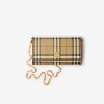 BURBERRY Check Chain Strap Wallet