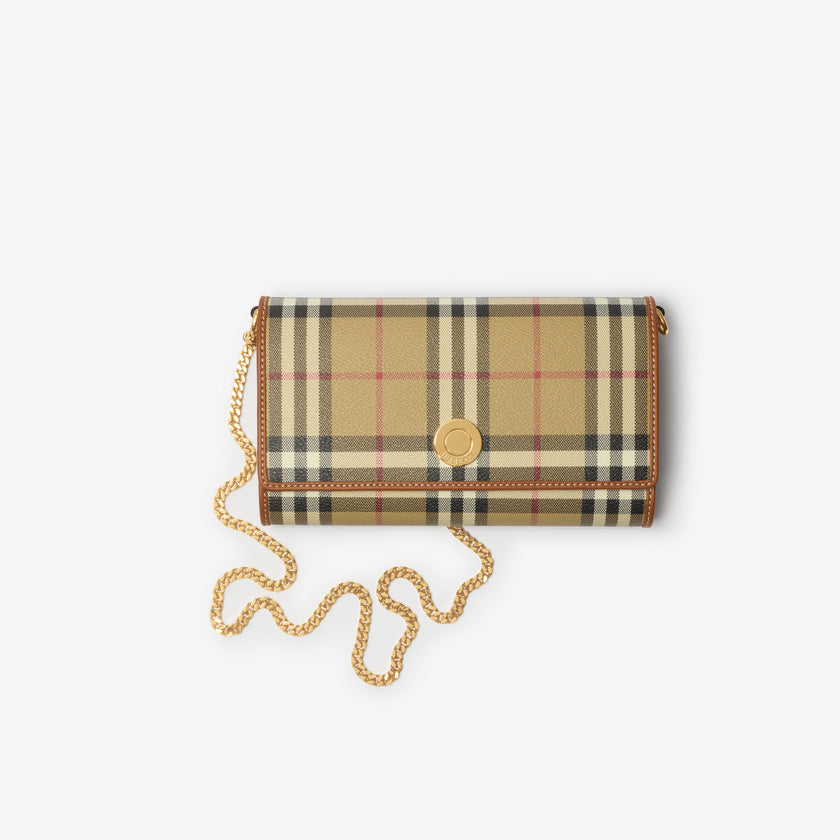 BURBERRY Check Chain Strap Wallet