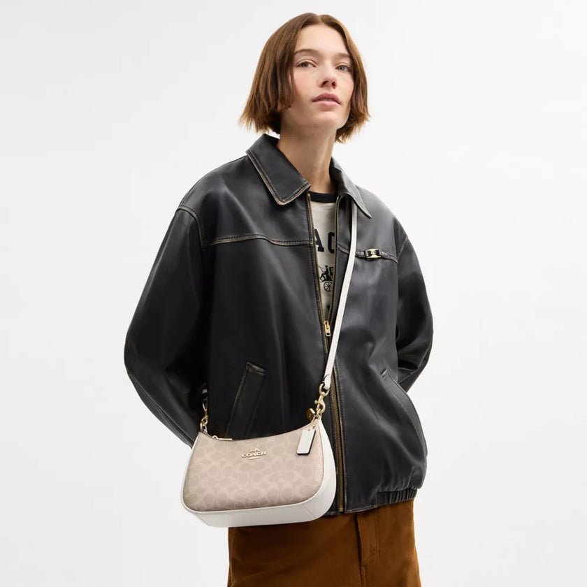 COACH Teri Shoulder Bag In Signature Canvas Gold/Sand/Chalk image 2