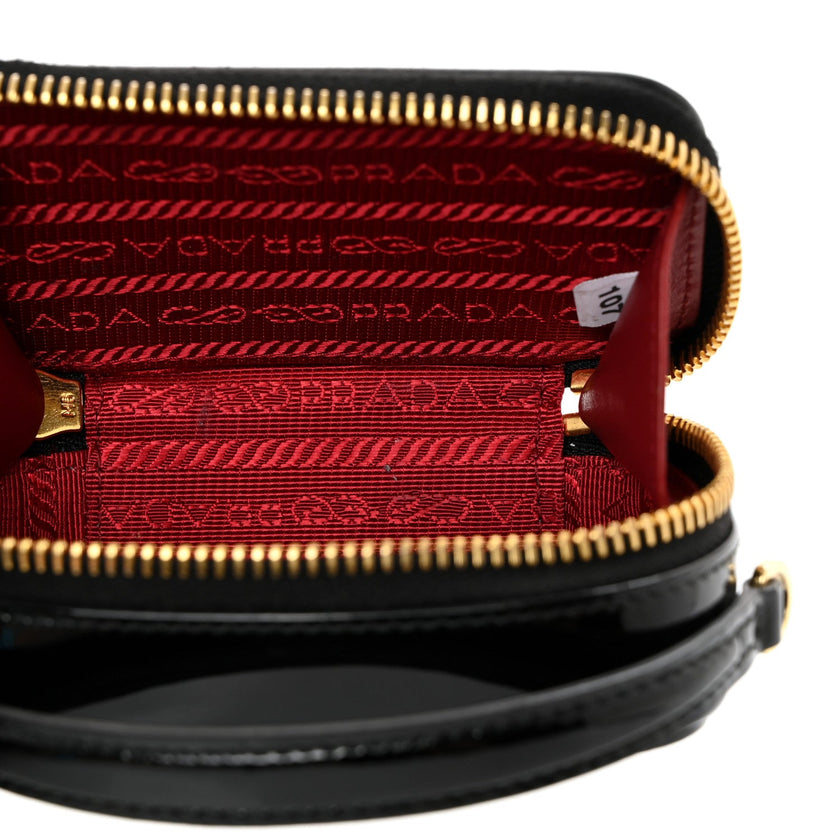 PRADA Vernice Metal Triangle Logo Mini Pouch with Handle (@Delhi Studio) image 2