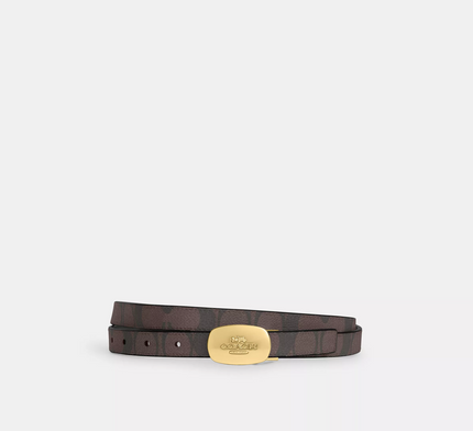 COACH Signature Buckle Cut To Size Reversible Eliza Belt, 18 Mm - Gold/Brown Black image