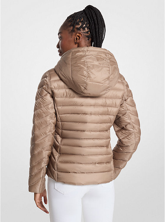 MICHAEL KORS Chevron Logo Print Quilted Nylon Reversible Jacket image 1