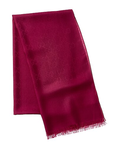 GUCCI Logo Small Jacquard Wool & Silk-Blend Scarf image 1