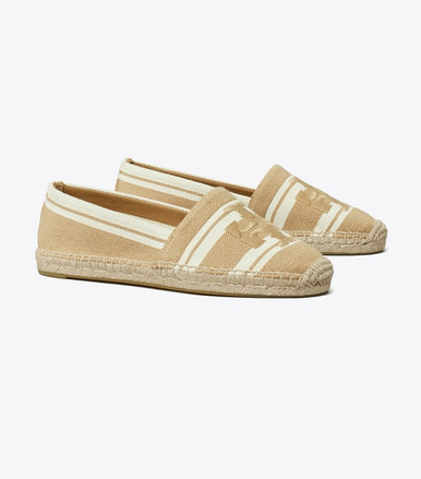 TORY BURCH Double T Jacquard Espadrille - Cammello  Ash White image 3