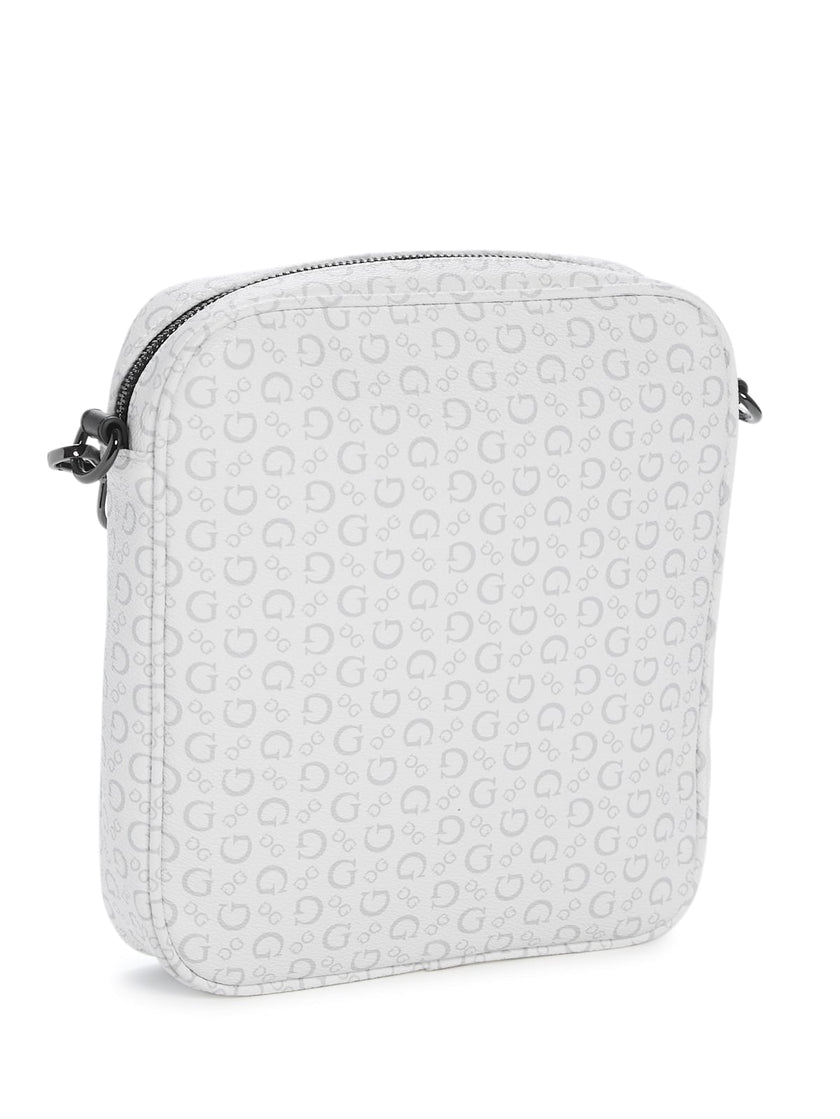 Guess Gio Logo Top-Zip Crossbody - White image 2
