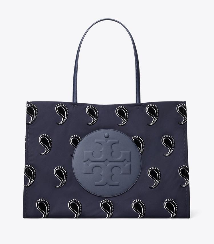 TORY BURCH Ella Printed Tote - Medium Navy Pajama Print image 0