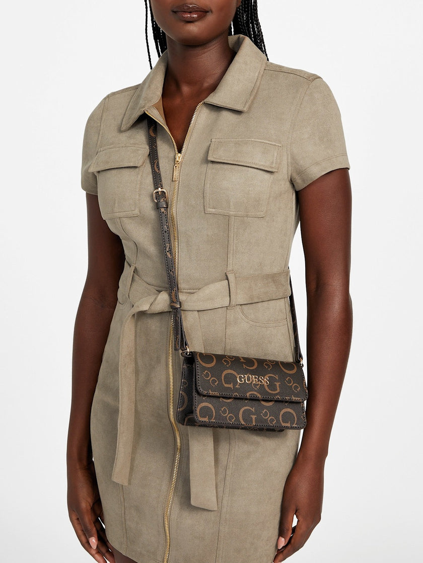 Guess Eldoria Enlarged Logo Mini Crossbody - Brown image 1