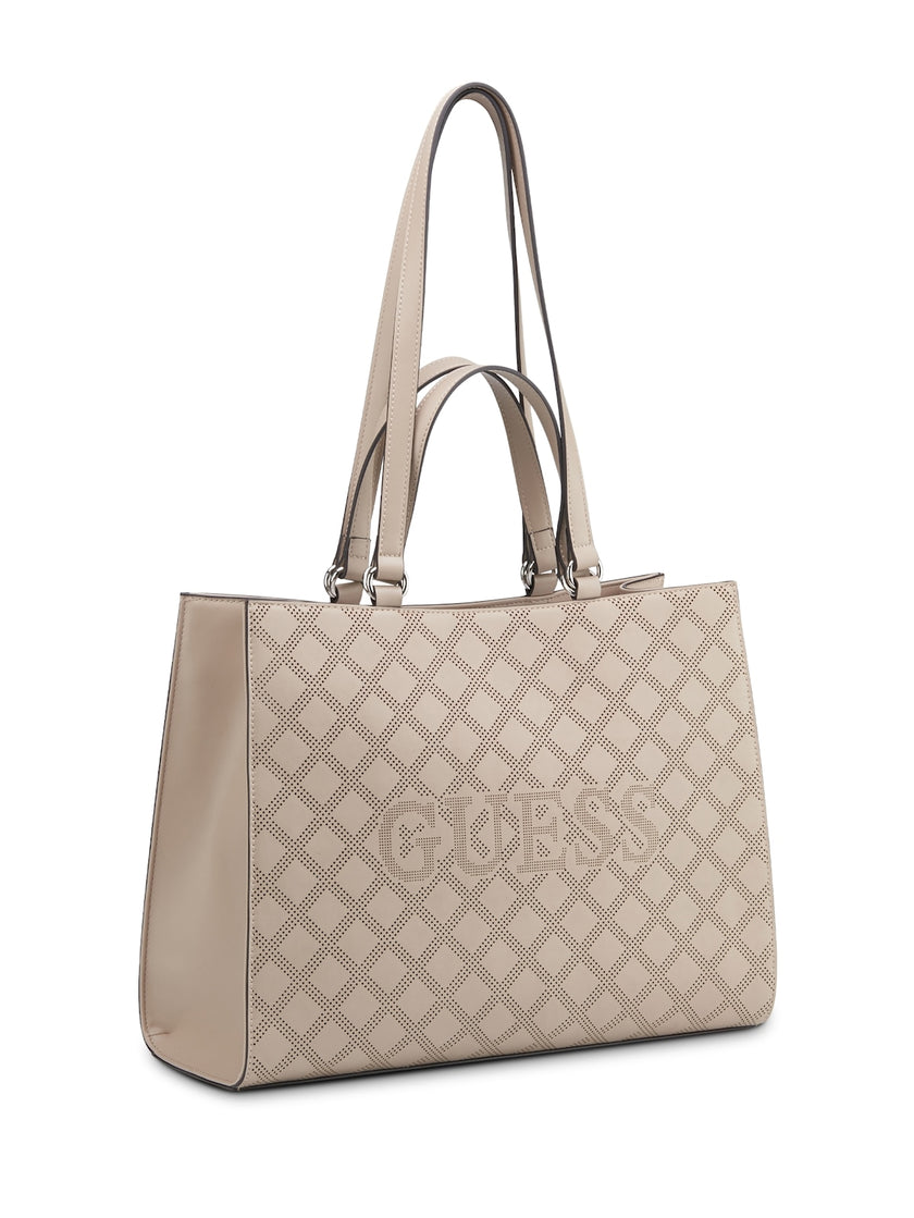 Guess Forber Perforated Logo Carryall - Beige image 1