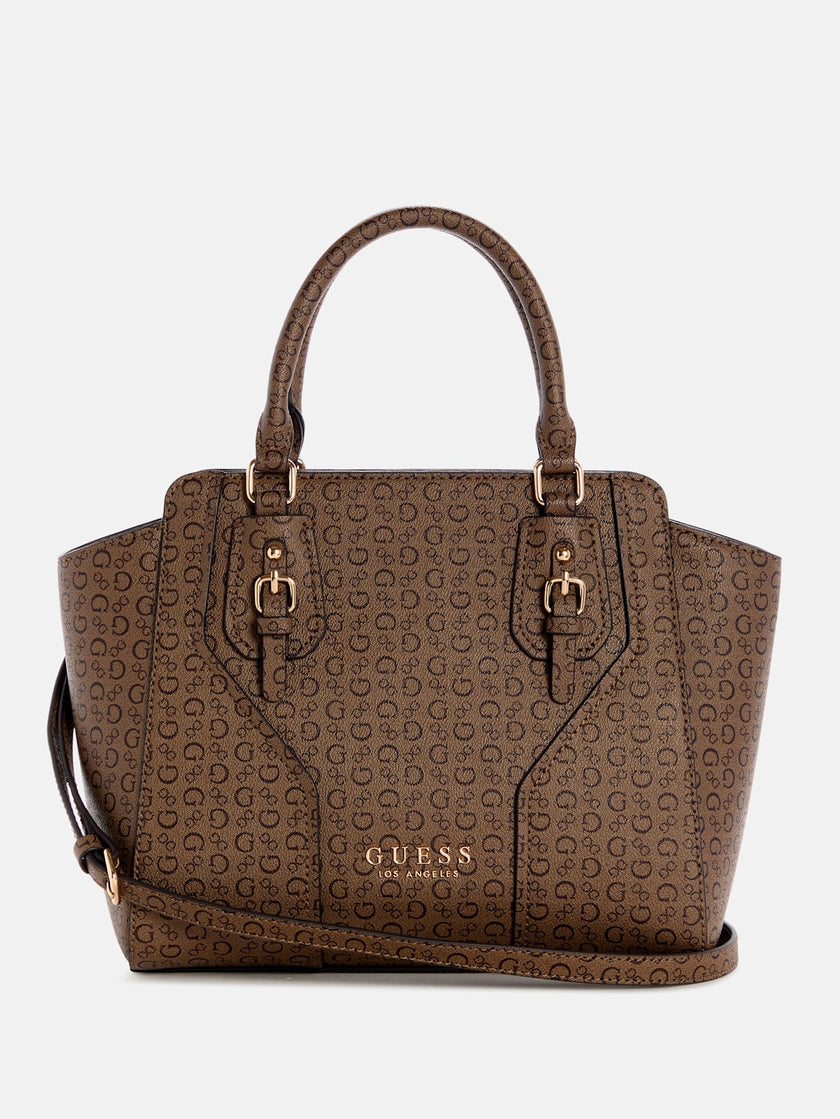 Guess Gemma Logo Satchel - Brown image 0