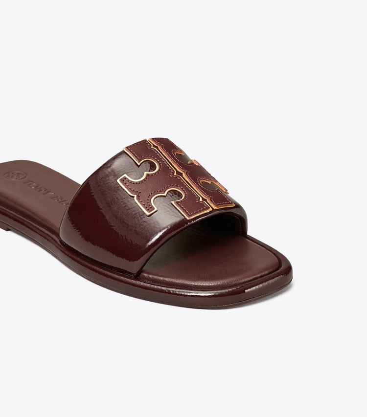 TORY BURCH Double T Sport Slide - Plum / Gold image 2