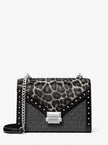 MICHAEL KORS Whitney Medium Signature Logo and Leopard Print Calf Hair Shoulder Bag - Black (Arriving In Delhi) image 0