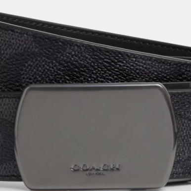 COACH Plaque Buckle Cut To Size Reversible Belt, 38 Mm Gunmetal/Charcoal/Black image 1