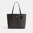 COACH City Tote Bag In Signature Canvas - Gold/Walnut/Black image 3