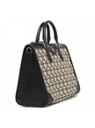 SALVATORE FERRAGAMO Black Contrasting Gancini Print Fabric & Leather Bag image 0