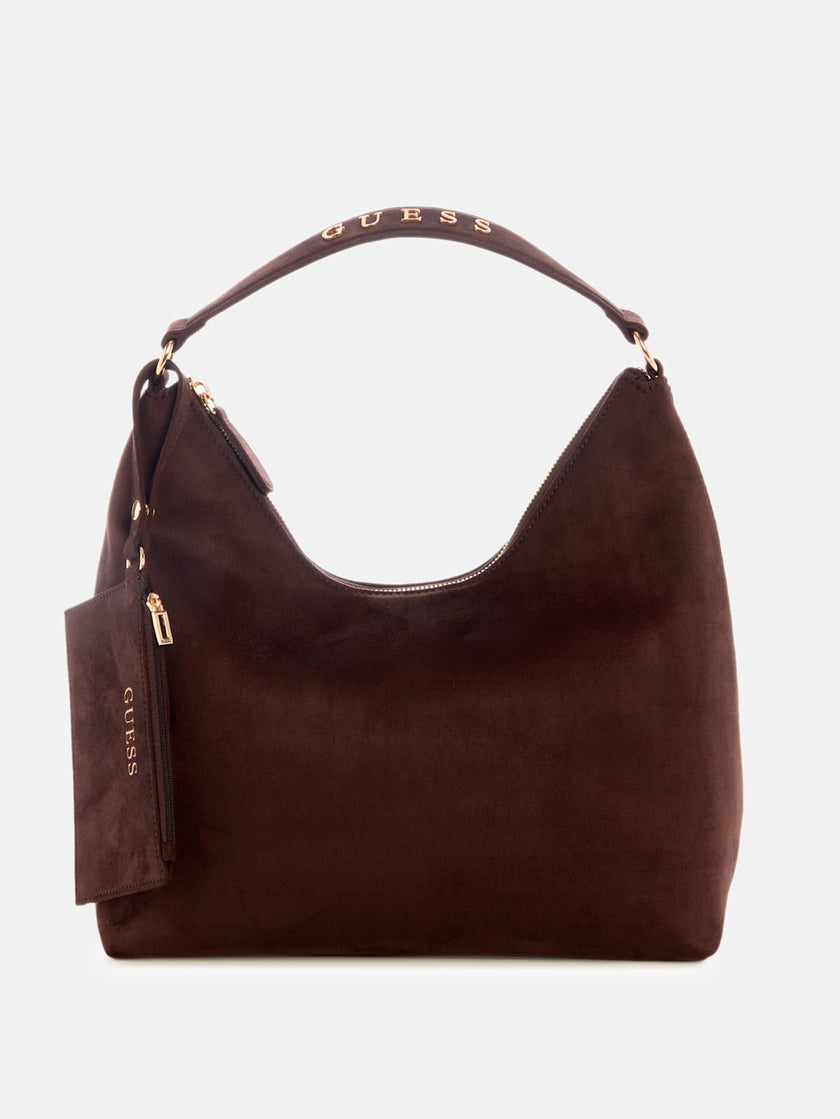 Guess Demelza Faux-Suede Hobo Bag - Brown image 0