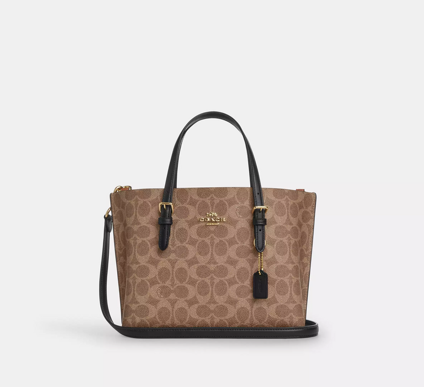 COACH Mollie Tote Bag 25 In Signature Canvas - Gold/Tan/Black image