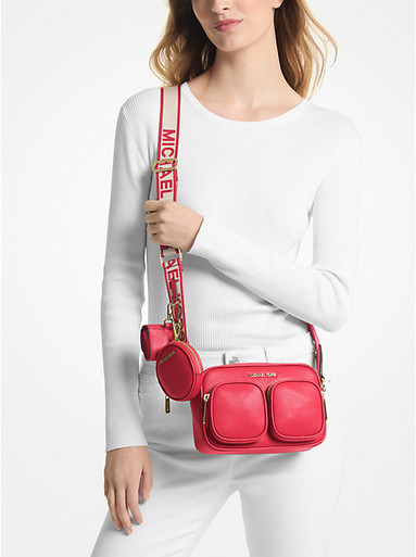 MICHAEL KORS  Jet Set Travel Medium Leather Messenger Bag - Bright Red image 4