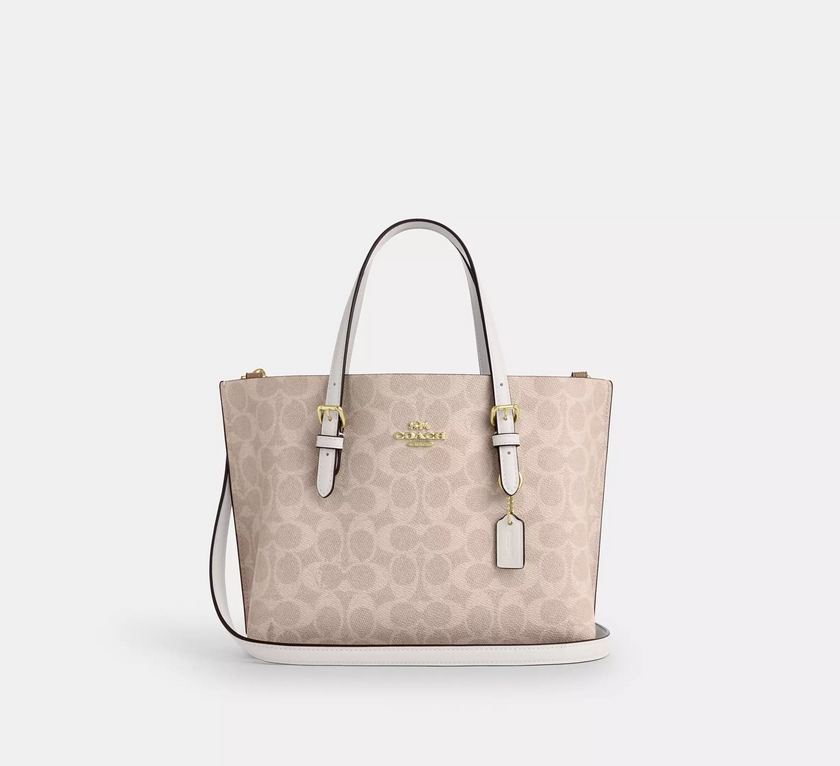 COACH Mollie Tote Bag 25 In Signature Canvas - Sand/Chalk image
