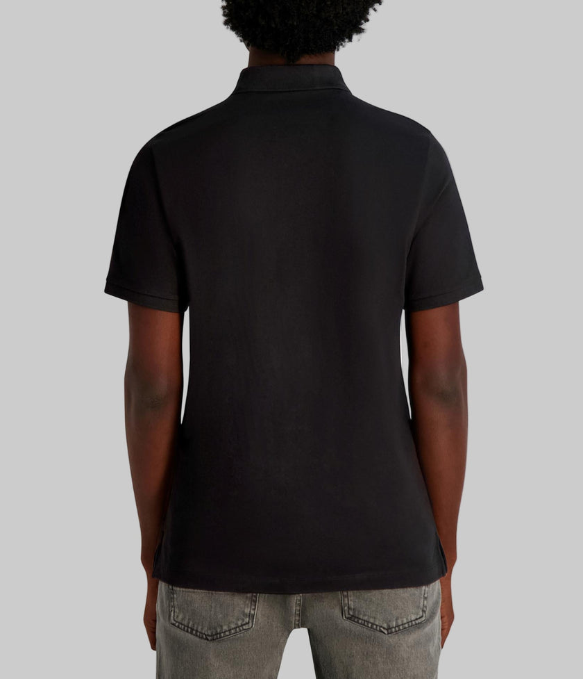 KARL LAGERFELD Pique Polo With Printed Karl And Choupette - Black image 1