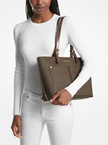 Michael Kors Jet Set Medium Logo Pocket Tote Bag - Mocha (Arriving in Delhi) image 1