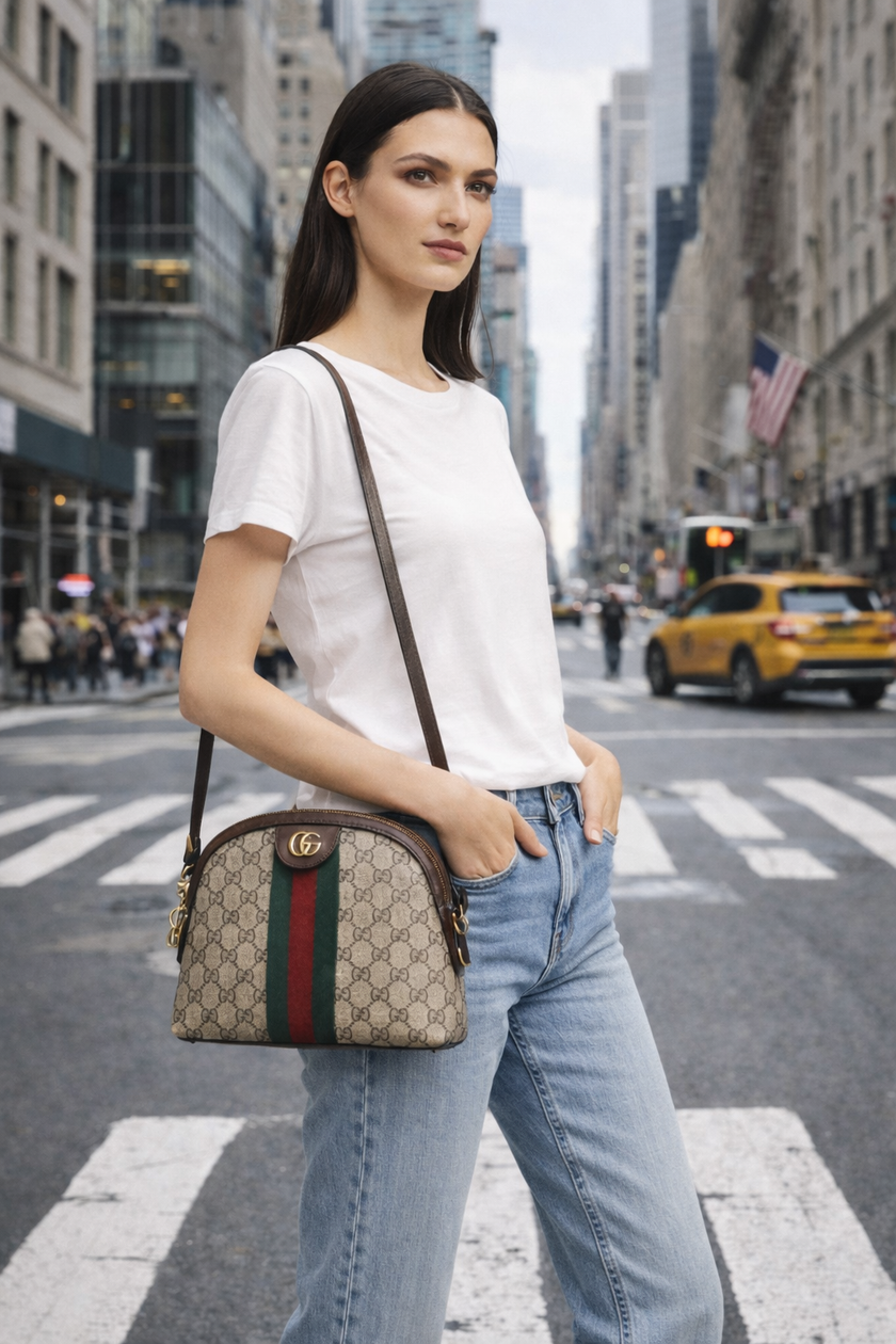 GUCCI Ophidia Small Shoulder Bag - Beige image 0
