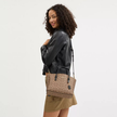 COACH Mollie Tote Bag 25 In Signature Canvas - Gold/Tan/Black image 0