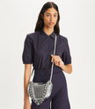 TORY BURCH Mini Fleming Metallic Quilt Crescent Bag - Silver image 0