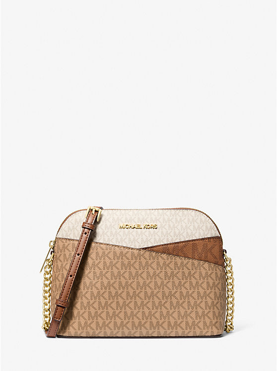 [AT DELHI]  MICHAEL KORS  Jet Set Travel Medium Color-Block Signature Logo Crossbody Bag - Camel Mlt image 0
