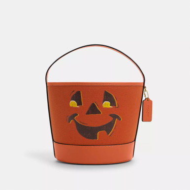 COACH Trick Or Treat Bucket With Halloween Pumpkin In Regenerative Cotton image 2