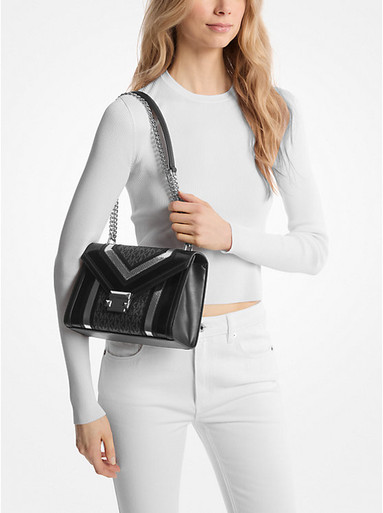 MICHAEL KORS  Whitney Medium Signature Logo and Metallic Shoulder Bag image 1
