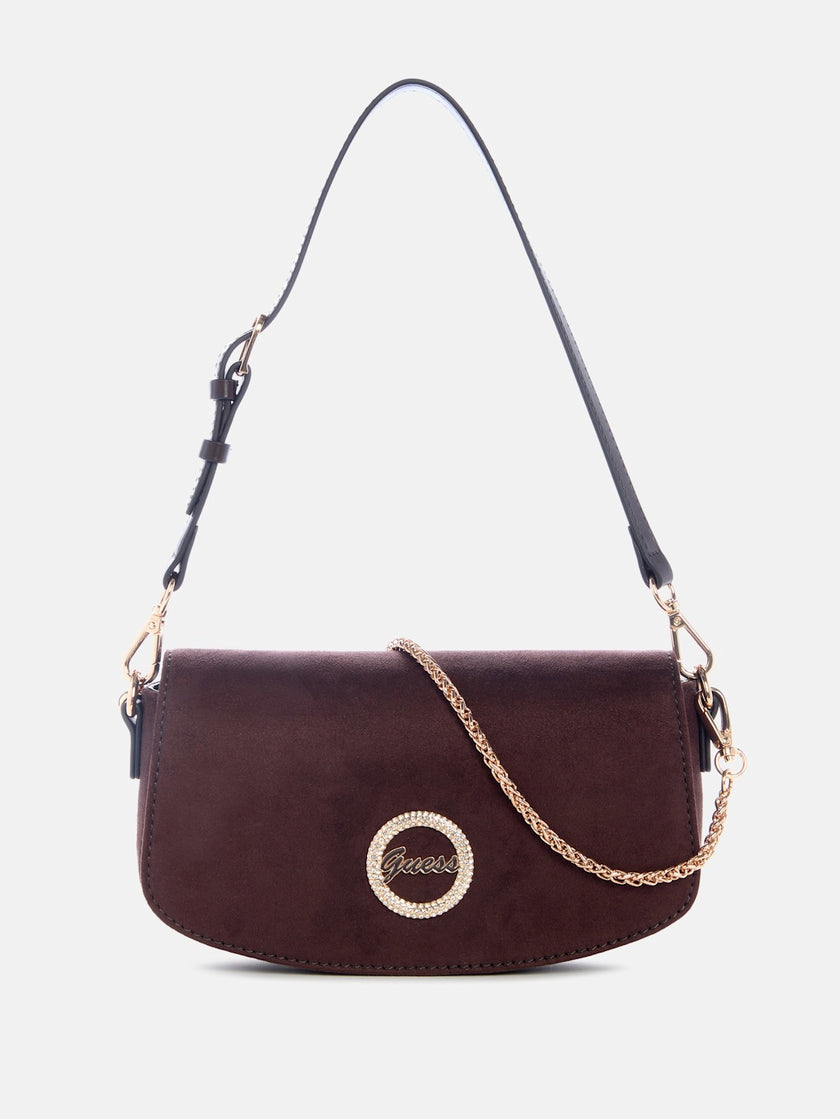Guess Lumina Faux-Suede Shoulder Bag - Brown image 0