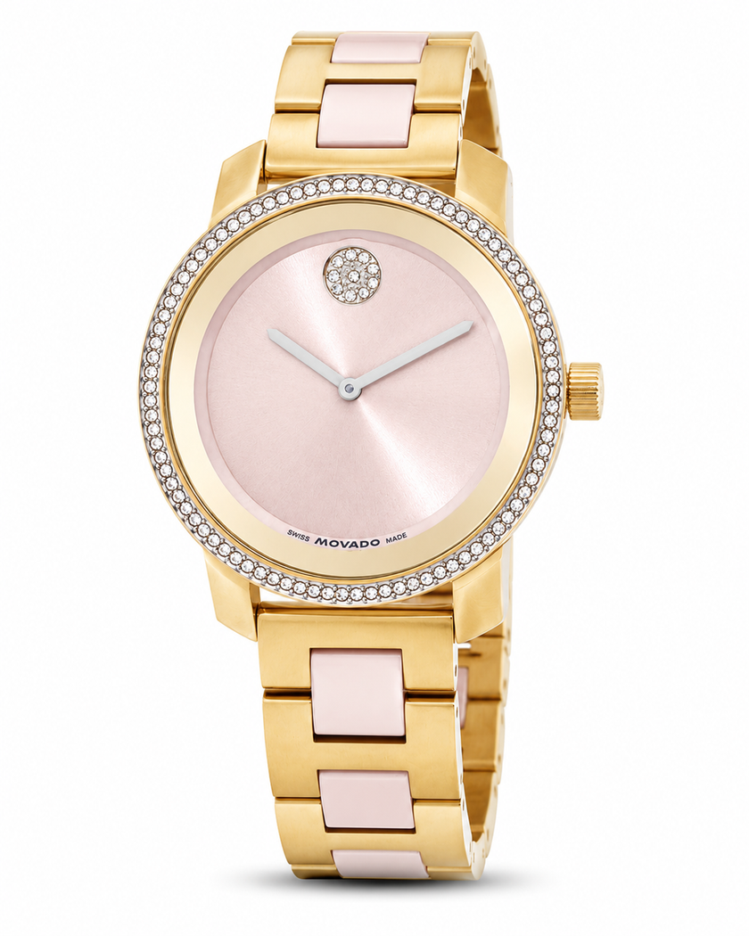 MOVADO Bold Quartz Crystal Champagne Dial Ladies Watch